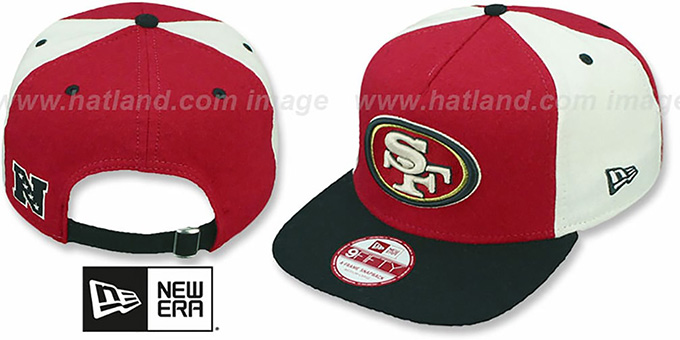 49ers 'TRIPLE MELTON STRAPBACK' Red-White-Black Hat by New Era