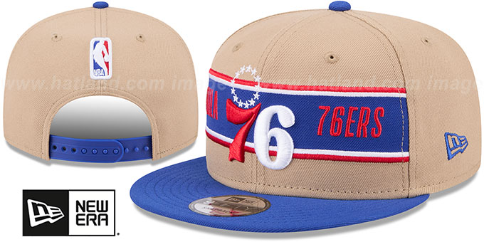 76ers '2024 NBA DRAFT SNAPBACK' Camel-Royal Hat by New Era