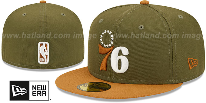 76ers '2T COLOR PACK' Olive-Tan Fitted Hat by New Era