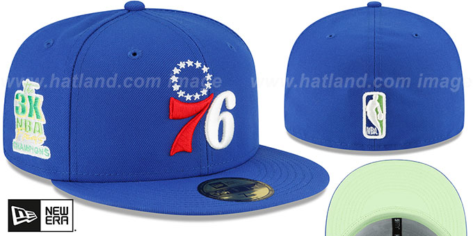 76ers 3X NBA CHAMPS 'CITRUS POP' Royal-Green Fitted Hat by New Era