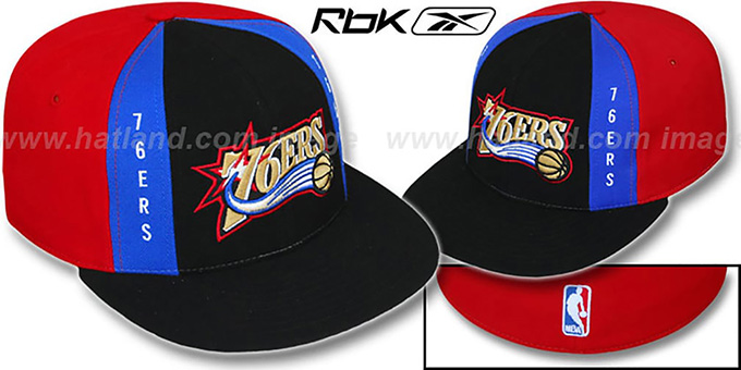 76ers 'AJD PINWHEEL' Black-Red Fitted Hat by Reebok