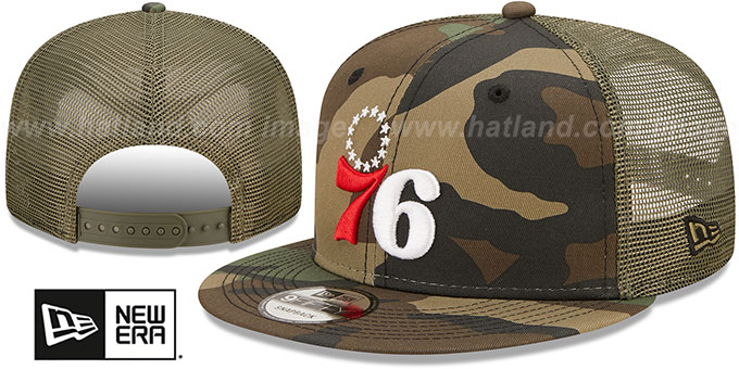 76ers 'ARMY CAMO TRUCKER' Hat by New Era