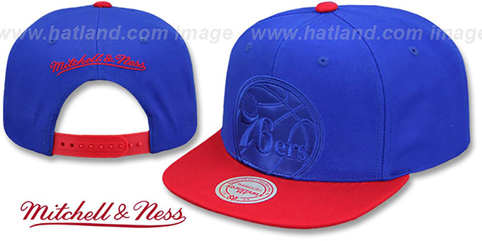 76ers 'CROPPED SATIN SNAPBACK' Royal-Red Adjustable Hat by Mitchell and Ness