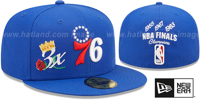 76ers 'CROWN CHAMPS' Royal Fitted Hat by New Era