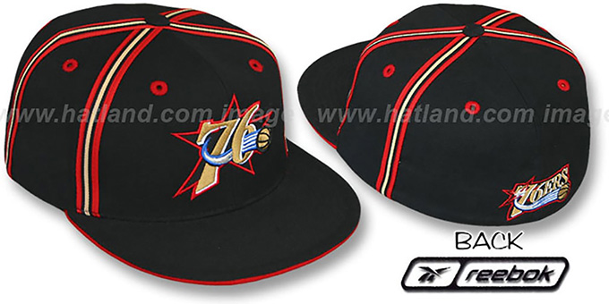 76ers 'DOUBLE DRIBBLE' Fitted Hat by Reebok - black