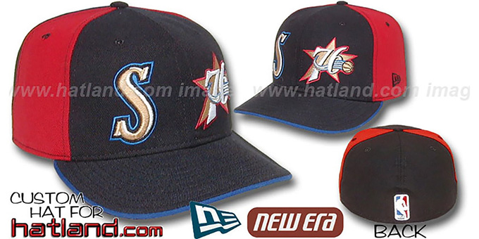 76ers 'DOUBLE WHAMMY' Black-Red Fitted Hat