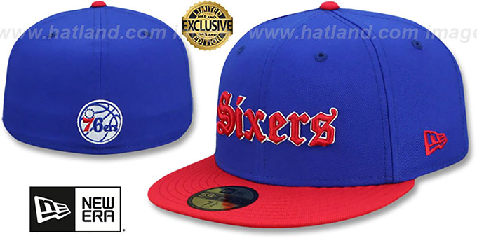 76ers 'GOTHIC TEAM-BASIC' Royal-Red Fitted Hat by New Era