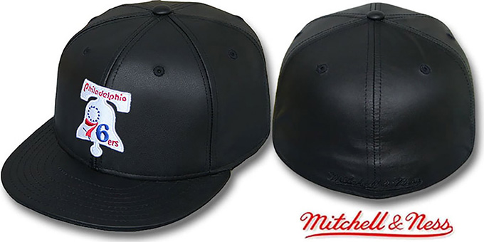 76ers 'LEATHER HARDWOOD' Fitted Hat by Mitchell and Ness