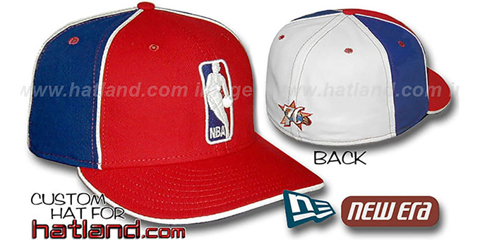 76ers 'LOGOMAN-2' Red-Royal-White Fitted Hat by New Era