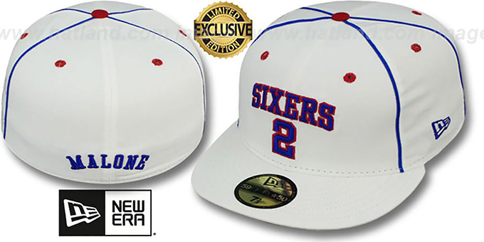 76ers MALONE 'TEAM-UP' White Fitted Hat by New Era