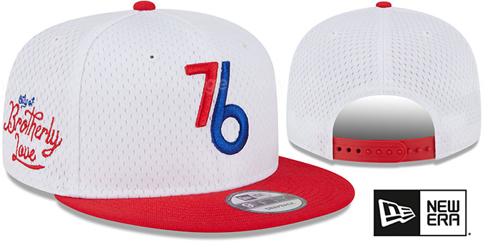 76ers 'MESH-CROWN SNAPBACK' White-Red Hat by New Era