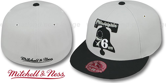 76ers 'MONOCHROME XL-LOGO' Grey-Black Fitted Hat by Mitchell and Ness