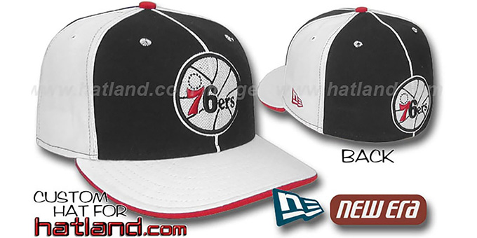 76ers 'OLD SCHOOL PINWHEEL-3' Black-White Fitted Hat