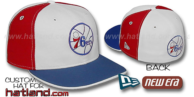 76ers OLD SCHOOL 'PINWHEEL' White-Red Fitted Hat by New Era