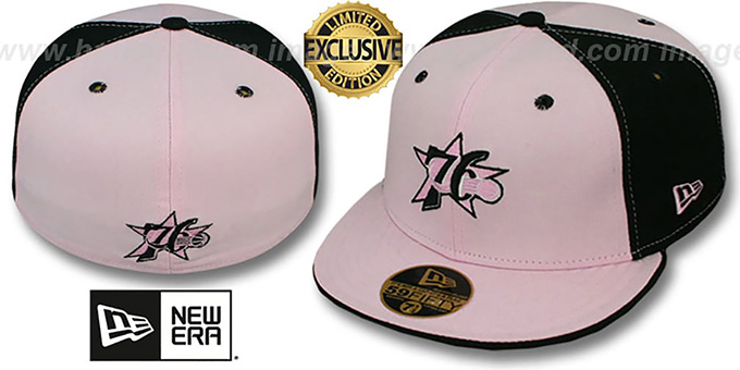 76ers 'PINWHEEL' Light Pink-Black Fitted Hat by New Era