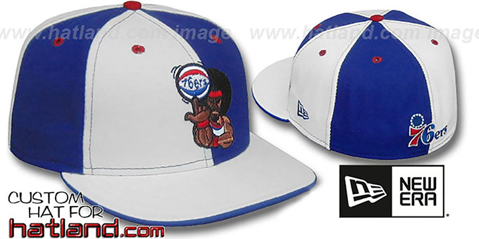 76ers 'RETRO MAN PINWHEEL' White-Royal Fitted Hat