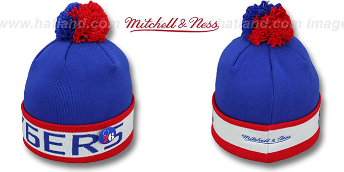 76ers 'THE-BUTTON' Knit Beanie Hat by Michell and Ness