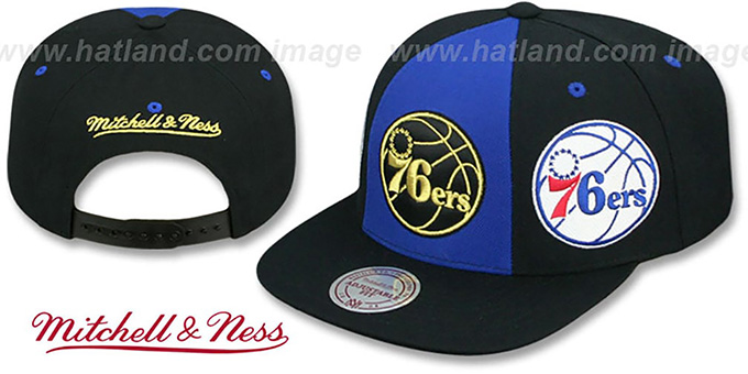 76ers 'TRIPLE STACK SNAPBACK' Royal-Black Hat by Mitchell and Ness