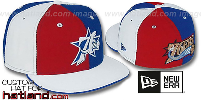 Philadelphia 76ers Two Big Pinwheel Red Royal White Fitted Hat