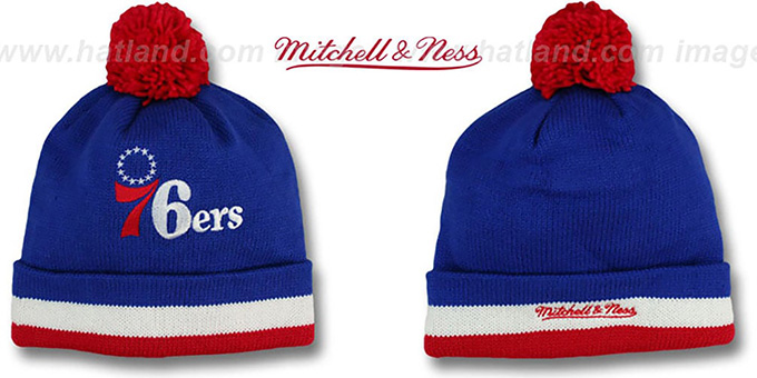 76ers 'XL-LOGO BEANIE' Royal by Mitchell and Ness