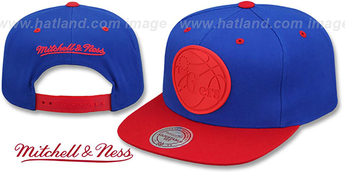 76ers 'XL RUBBER WELD SNAPBACK' Royal-Red Adjustable Hat by Mitchell and Ness