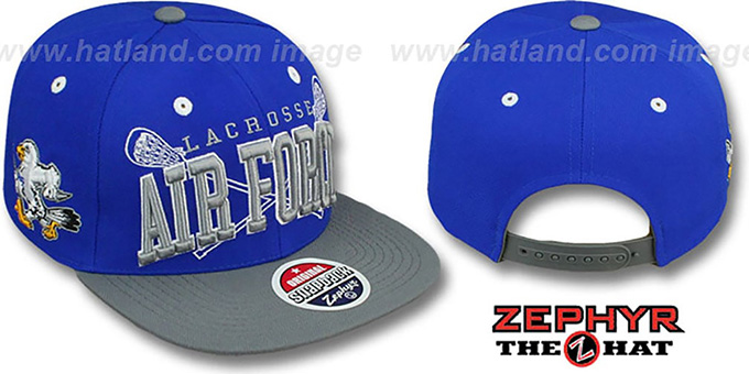 Air Force 'LACROSSE SUPER-ARCH SNAPBACK' Royal-Grey Hat by Zephyr