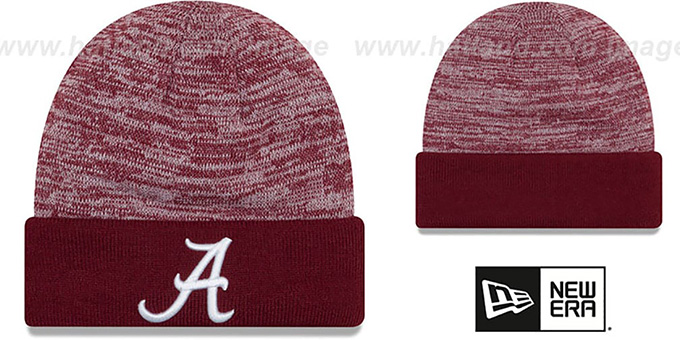 Alabama 'TEAM-RAPID' Burgundy-White Knit Beanie Hat by New Era