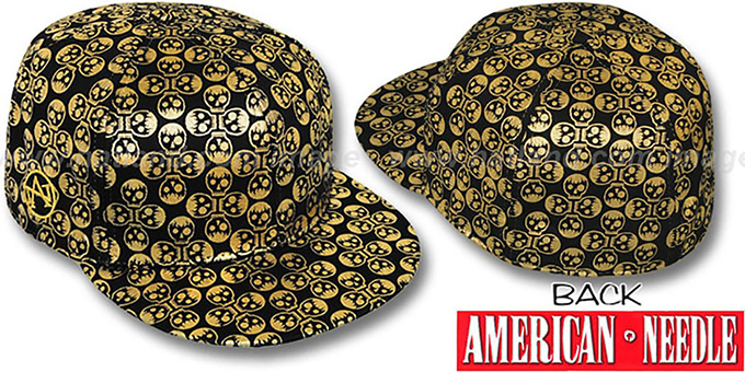 American Needle 'FOIL FOURSOME SKULLS' Black Fitted Hat