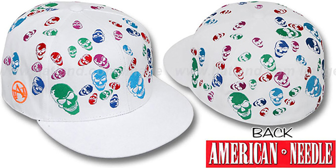 American Needle 'MULTI SKULLS' White Fitted Hat