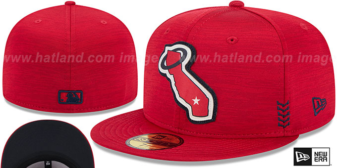 Angels '2024 ONFIELD CLUBHOUSE' Heather Red Fitted Hat by New Era