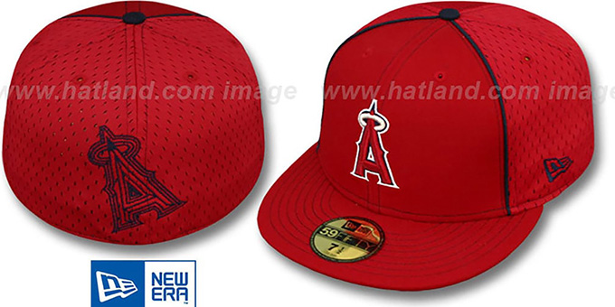 Angels 'CONTRAST BP-MESH' Red Fitted Hat by New Era