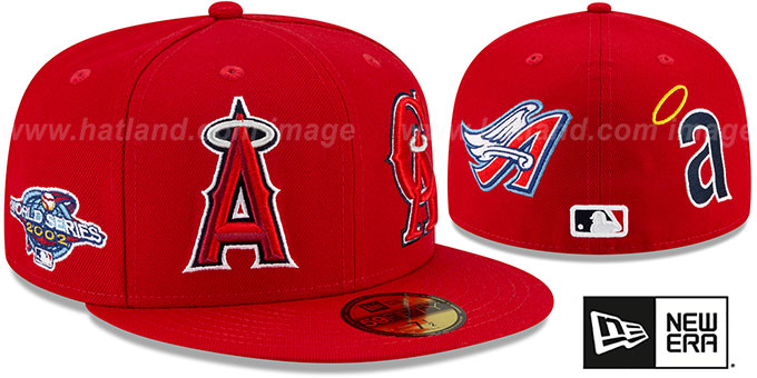 Angels 'EVOLUTION-PATCHES' Red Fitted Hat by New Era