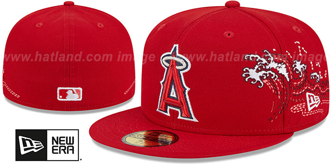 Angels 'TONAL WAVE' Red Fitted Hat by New Era