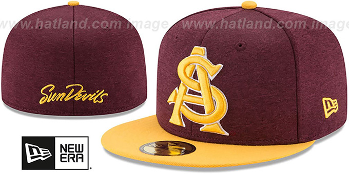 Arizona State 'HEATHER-HUGE' Burgundy-Gold Fitted Hat by New Era