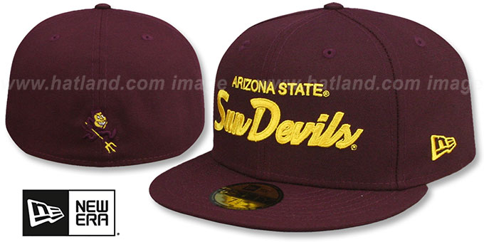 Arizona State 'NCAA TEAM-SCRIPT' Maroon Fitted Hat by New Era