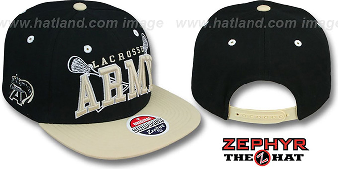 Army 'LACROSSE SUPER-ARCH SNAPBACK' Black-Tan Hat by Zephyr