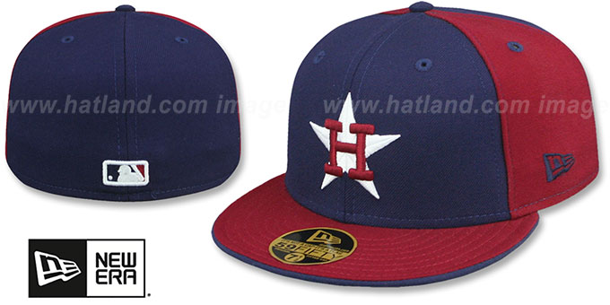 Astros COOPERSTOWN 'PINWHEEL' Navy-Burgundy Fitted Hat by New Era