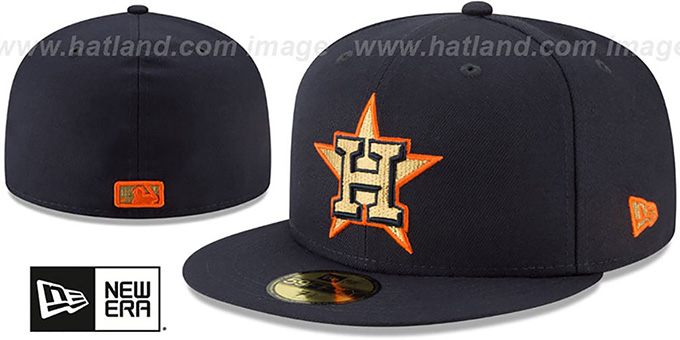 Astros 'GOLD METALLIC STOPPER' Navy Fitted Hat by New Era