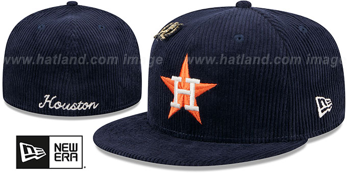 Astros 'LETTERMAN PIN CORDUROY' Navy Fitted Hat by New Era