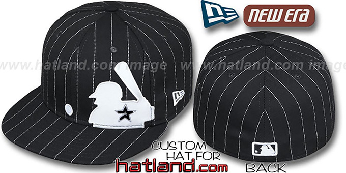 Astros 'MLB SILHOUETTE PINSTRIPE' Black-White Fitted Hat by New Era