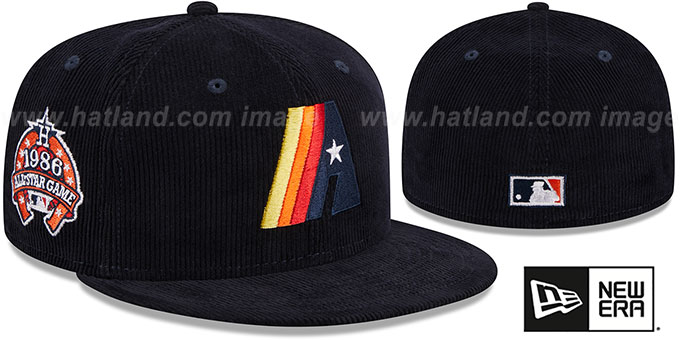 Astros 'OLD SCHOOL CORDUROY SIDE-PATCH' Navy Fitted Hat by New Era