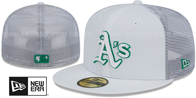 Athletics 'BATTING PRACTICE TRUCKER' White Fitted Hat by New Era