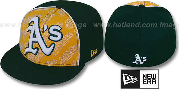 Athletics 'ANGLEBAR' Green-Gold Fitted Hat by New Era