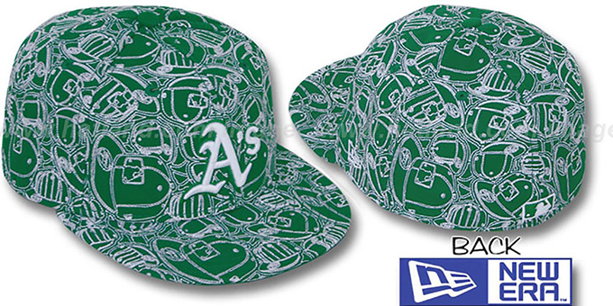 Athletics 'CHAOS PUFFY' Kelly-White Fitted Hat by New Era