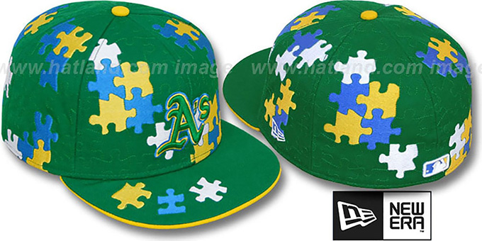 Athletics 'PUZZLE' Green Fitted Hat by New Era