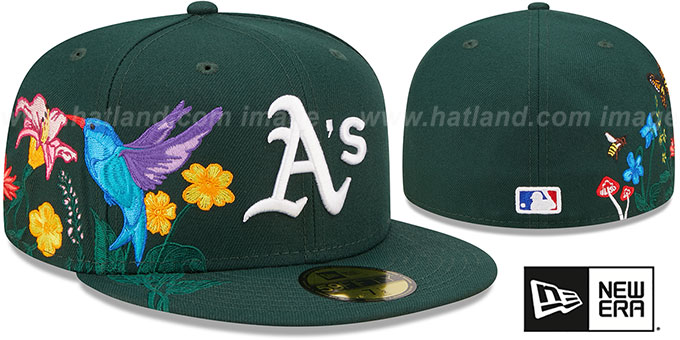 Athletics 'SIDE-BLOOM' Green Fitted Hat by New Era