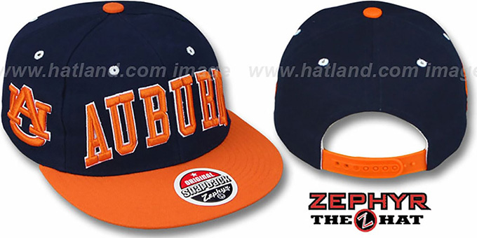 Auburn '2T SUPER-ARCH SNAPBACK' Navy-Orange Hat by Zephyr