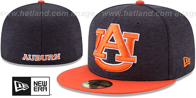 Auburn 'HEATHER-HUGE' Navy-Orange Fitted Hat by New Era