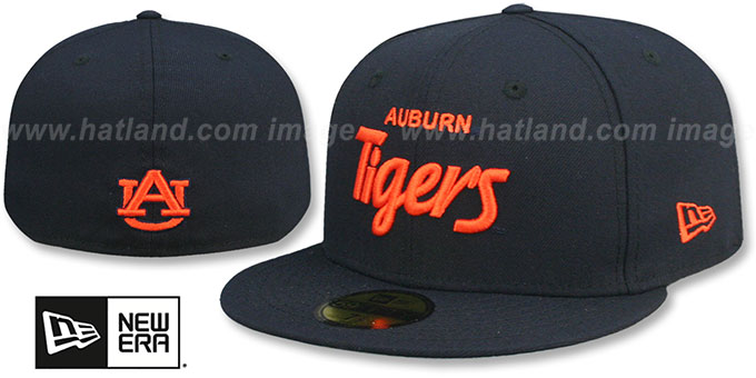 Auburn 'NCAA TEAM-SCRIPT' Navy Fitted Hat by New Era