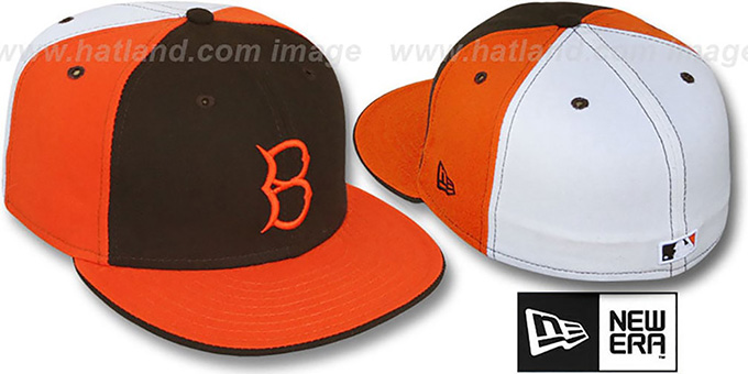 B Dodgers COOP 'PINWHEEL' Brown-Orange-White Fitted Hat by New Era